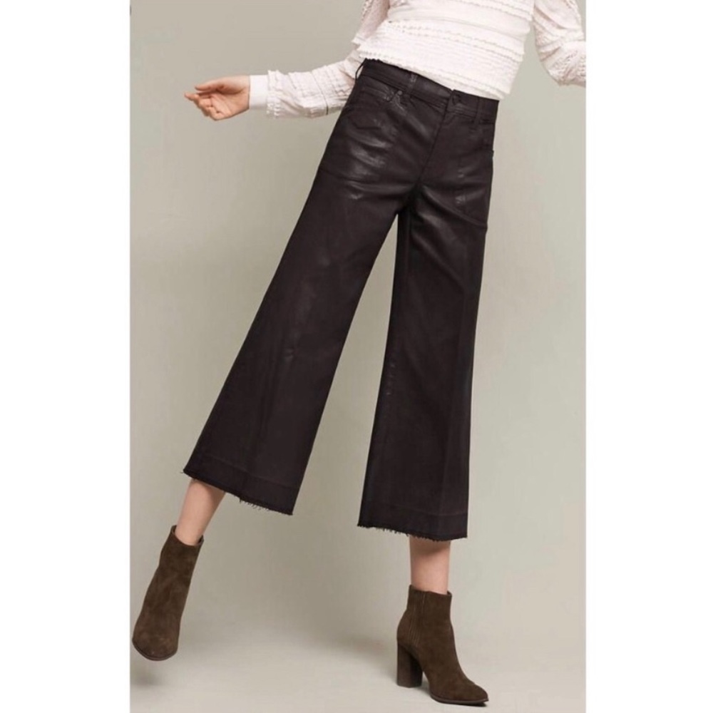 Anthropologie Wide-Leg Crop Waxed Coated Pant 26